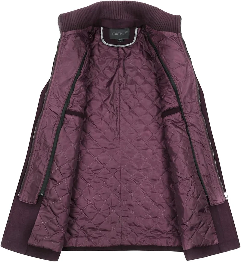 YOUTHUP Herren Wollmantel Dick Winter Kurzmantel Regular Fit Wintermantel Freizeit Herrenmantel Über