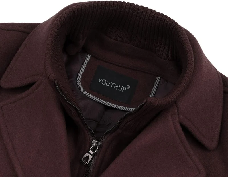 YOUTHUP Herren Wollmantel Dick Winter Kurzmantel Regular Fit Wintermantel Freizeit Herrenmantel Über