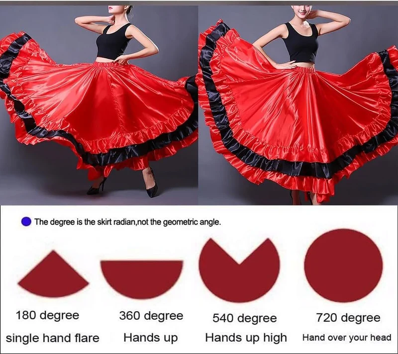 Flamenco Kostüm Damen Tanzkleid Langerock Traditionell Röcke Spanischer Stierkampf Rock Frauen Tanzr