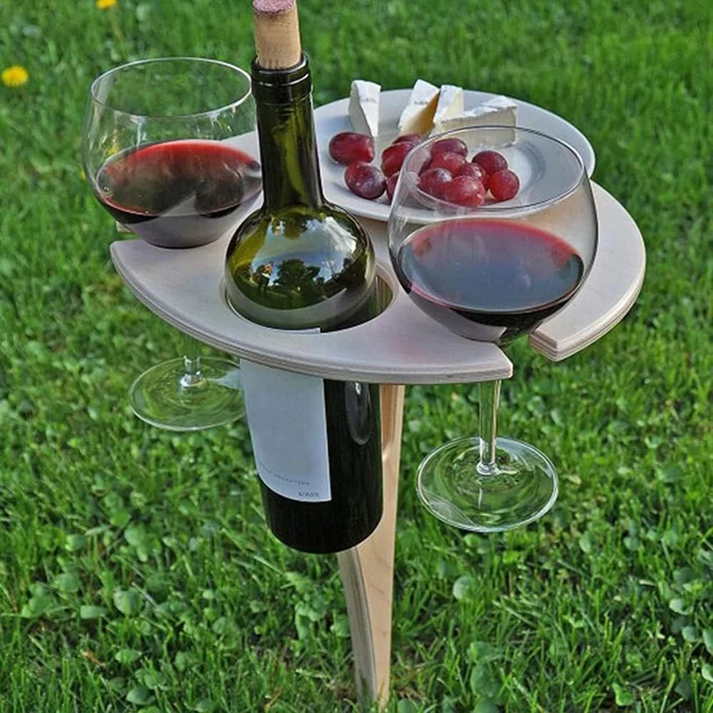 Tragbarer Outdoor-Klapp-Weintisch-Weinglashalter für Strand-Hinterhof-Picknick-Party
