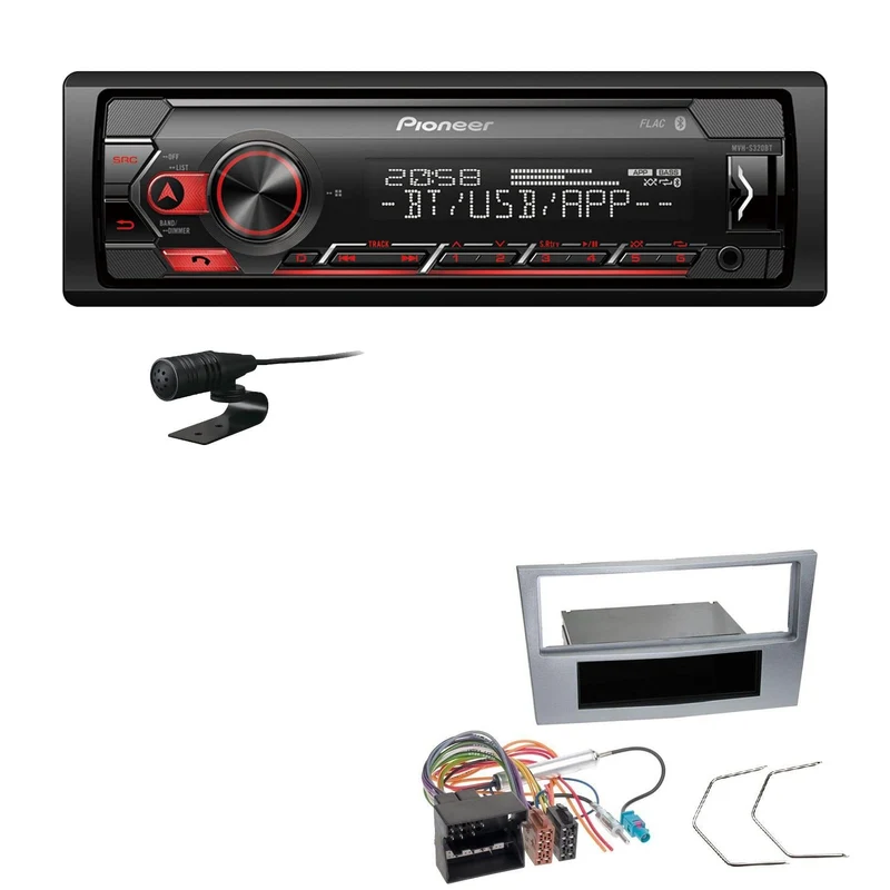 Pioneer MVH-S320BT 1-DIN Bluetooth Autoradio USB FLAC Spotify mit Einbauset passend für Opel Zafira