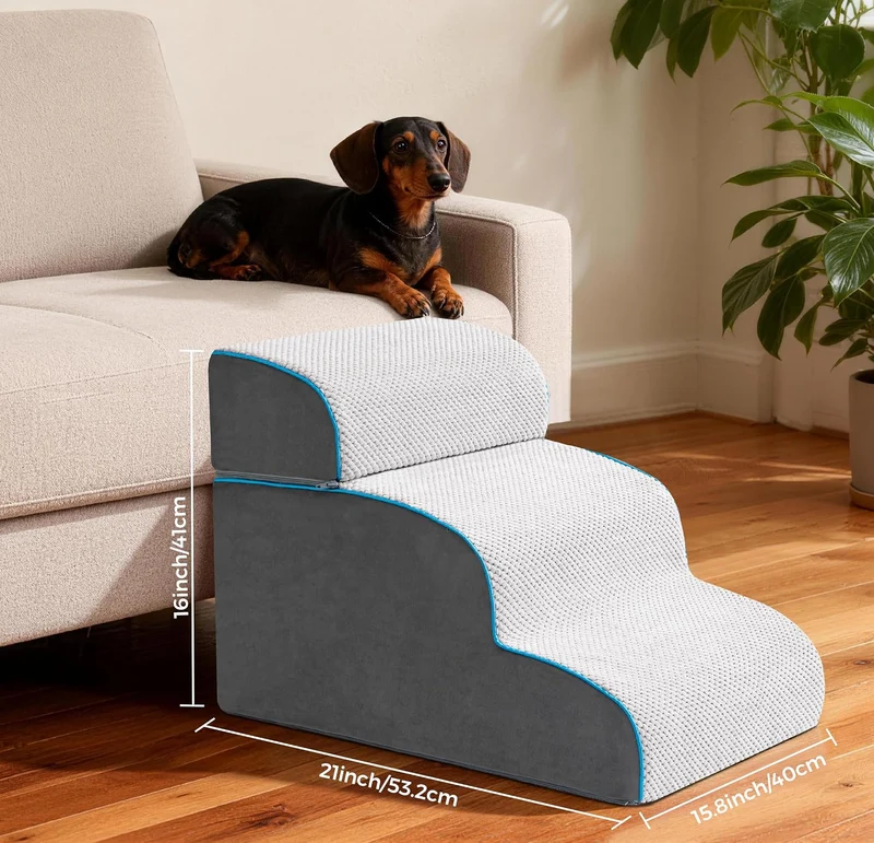 Hundetreppe & Rampe für hohes Bett & Sofa, 33-61 cm abnehmbare Haustiertreppe für kleine & mittlere