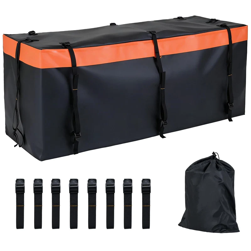 FANTASK 455 L Heckbox für Anhängerkupplung, 146 x 61 x 51 cm, Softshell-Heckträger wasserdicht & fal