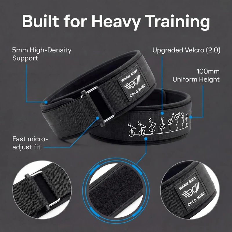 WARM BODY COLD MIND Premium Gewichthebergürtel aus Hochwertiger Nylon für Krafttraining - Gym Gürtel