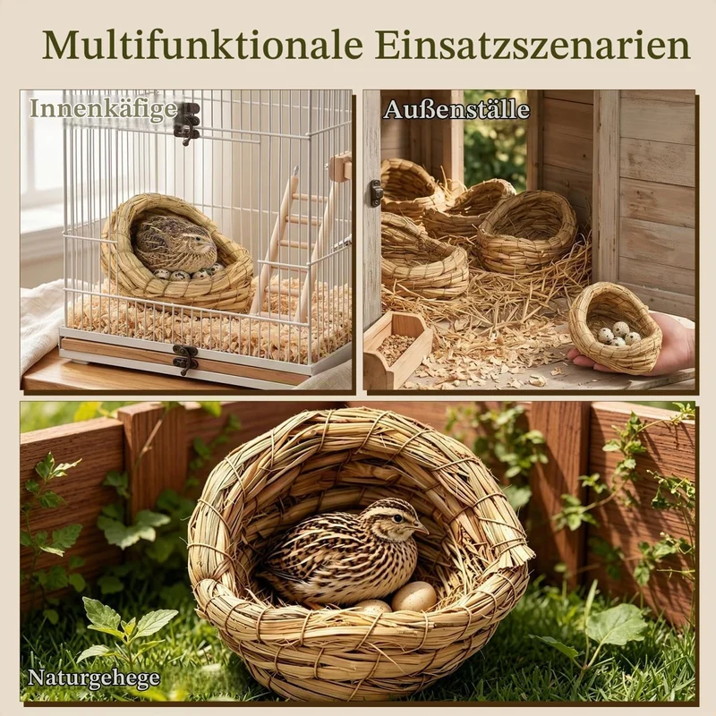 ibasenice 2er-Pack Legenester für Hühner aus Naturstroh, Gemütliches Hühnerbett & Hühnerschlafplatz