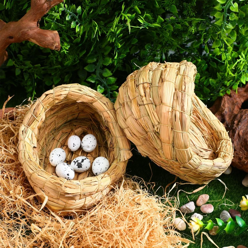 ibasenice 2er-Pack Legenester für Hühner aus Naturstroh, Gemütliches Hühnerbett & Hühnerschlafplatz