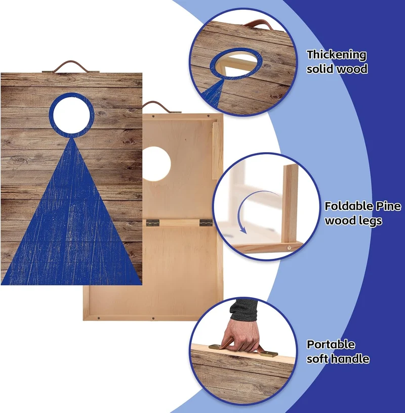 NZQXJXZ Cornhole Spiel Outdoor, 60 x 40 cm Massivholz Premium Corn Hole Boards mit 6 Cornhole Säckch