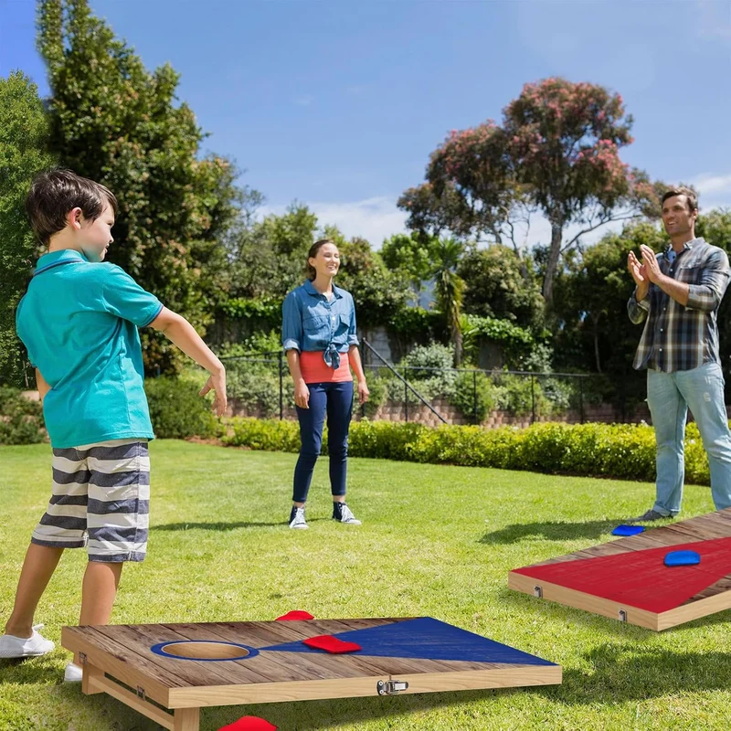 NZQXJXZ Cornhole Spiel Outdoor, 60 x 40 cm Massivholz Premium Corn Hole Boards mit 6 Cornhole Säckch