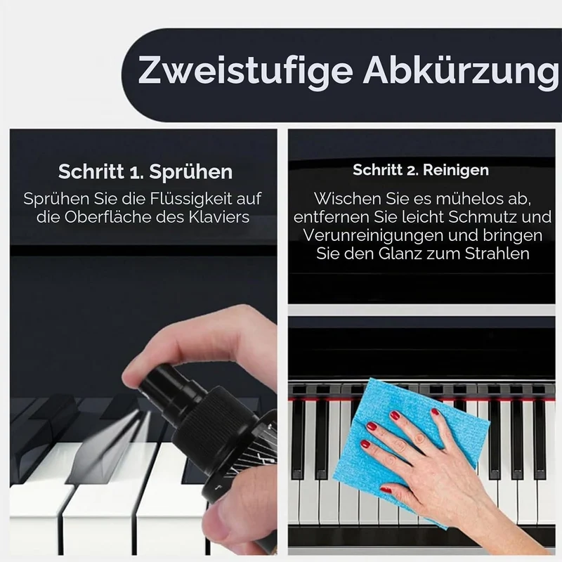 2 Stück Klavierlack Politur und Reiniger 120ml,Klavier Zubehör, Klavierlack Hochglanz – Sanft Kratze