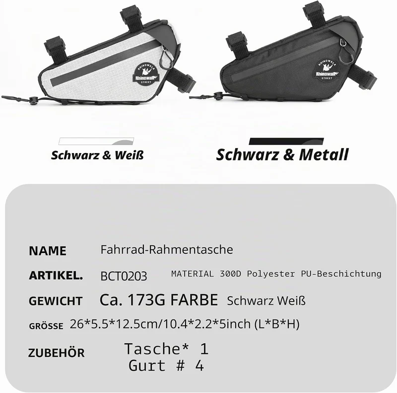 Rahmentasche Fahrrad Fahrradtasche Rahmen Dreiecktasche Rohrtasche Triangeltasche für Rennrad, Mount