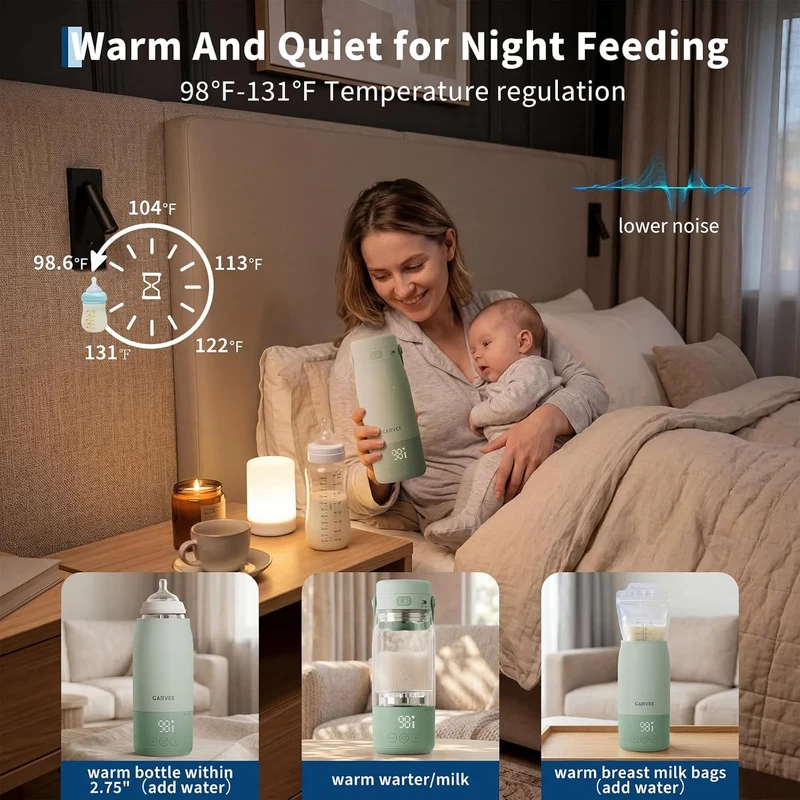 Baby Flaschenwärmer Unterwegs, Mobiler Milcherwärmer Mit Akku, 500ml, LED-Anzeige, 1°c Präzise Kontr