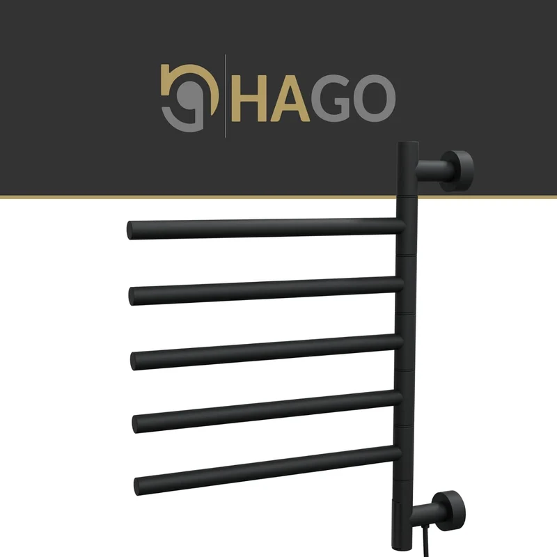 HAGO24 | Elektrischer Handtuchwärmer | Wandmontage | Handtuchtrockner | 5 schwenkbare Arme 180° | To