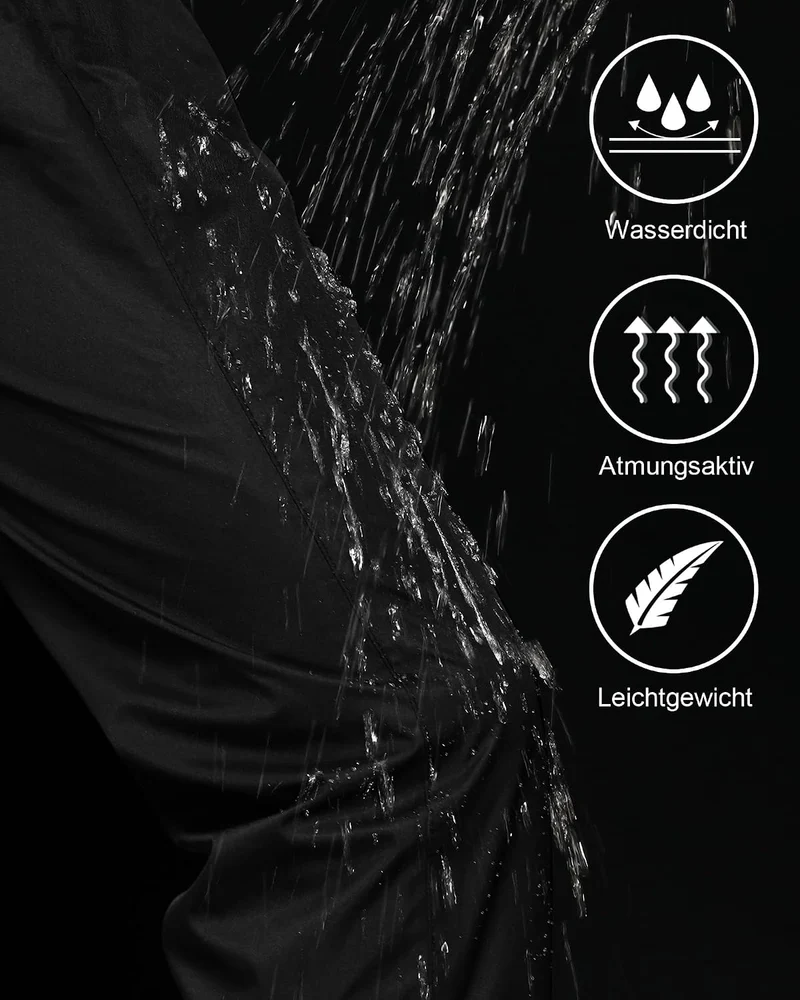 Coutyuyi Regenhose für Herren wasserdichte Leichte Winddichte Outdoorhose zum Wandern Camping Golf X