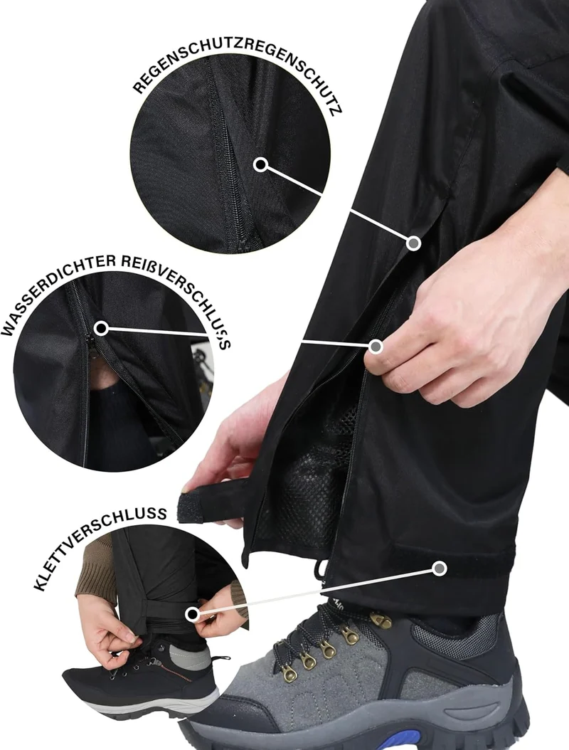 Coutyuyi Regenhose für Herren wasserdichte Leichte Winddichte Outdoorhose zum Wandern Camping Golf X
