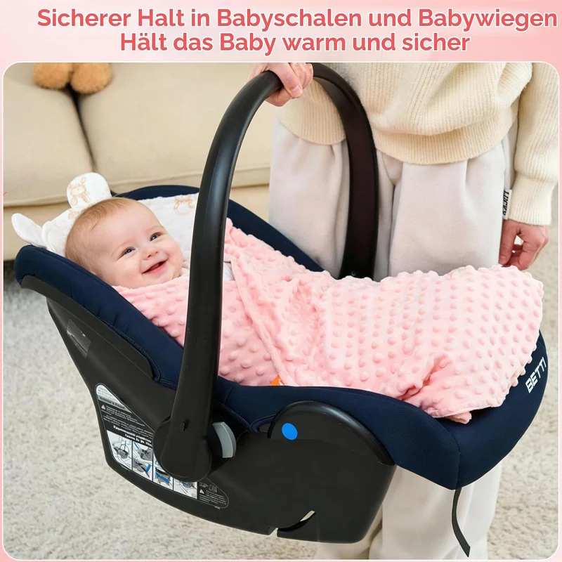 LAT Baby Einschlagdecke Babyschale, Decke Kinderwagen 90x90cm, Baumwolle Universal Babydecke Doppels