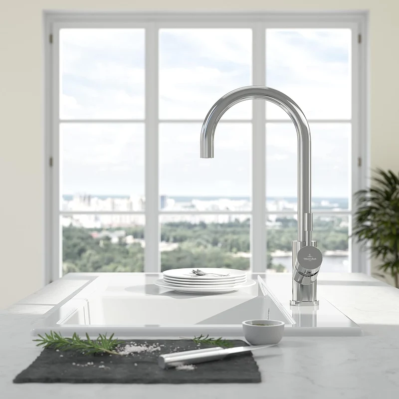 Villeroy & Boch Umbrella | Hochdruck | Einhand-Küchenarmatur | Edelstahl massiv, poliert | 925300LE