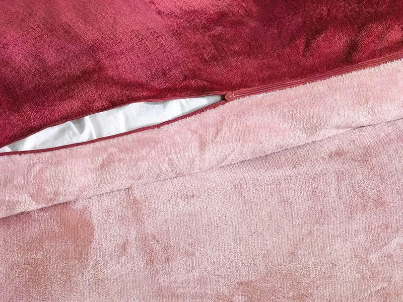 DreamHome Winter Wende Plüsch Bettwäsche 135x200 Nicky-Teddy Cashmere Touch Coral Fleece Bettdezug +