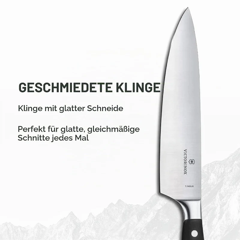 Victorinox, Grand Maître, Profi Kochmesser, Extra Scharfe Klinge, gerader Schliff, 20 cm, Robuster K