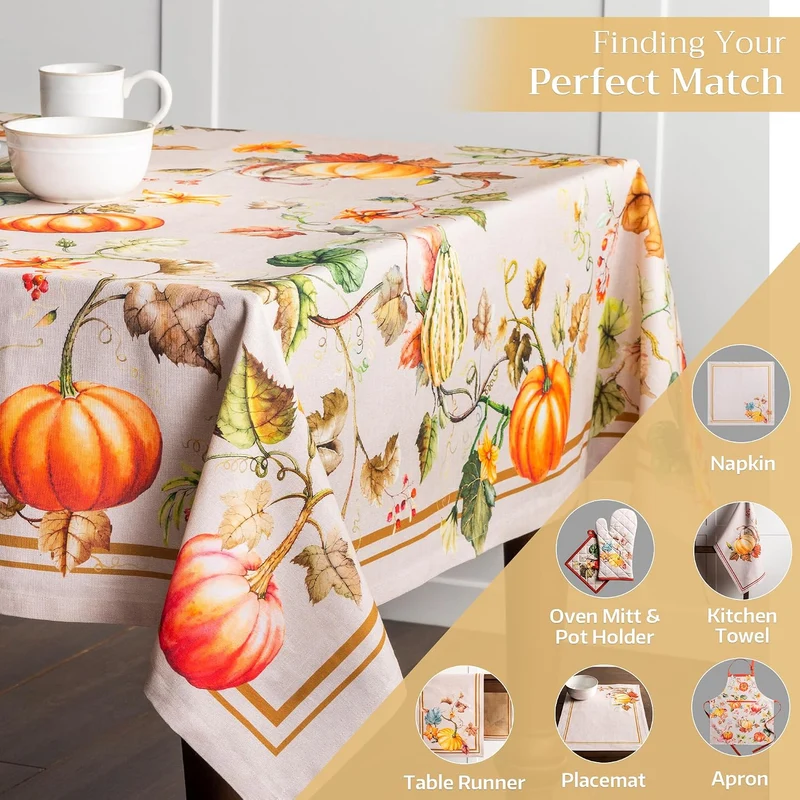 Maison d' Hermine Potiron 100% Baumwolle Tischdecke für Küche | Abendessen | Tischplatte | Dekoratio