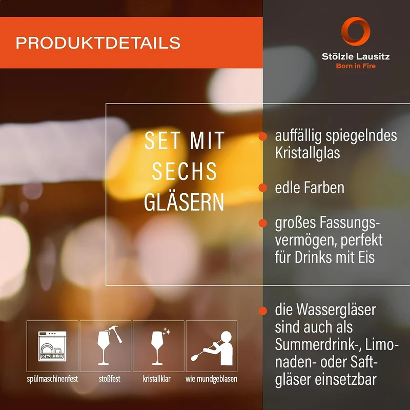 Stölzle Lausitz Longdrinkbecher Mirror Iodin-Weiss / 6er Set Trinkgläser/Cocktailgläser/hochwertiges