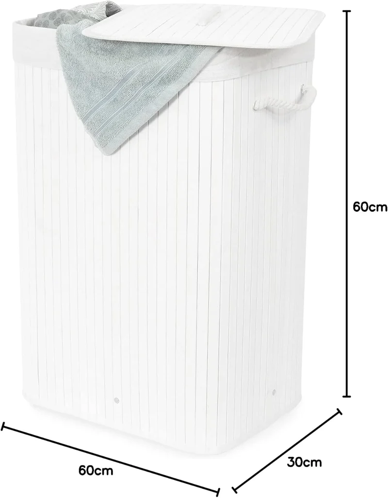 Compactor Wäschekorb Weiss 40 x 30 x H.60 cm Weiss Klassisch, Weiss Klassisch