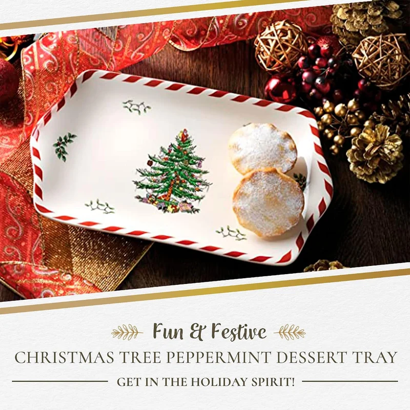 Spode Desserttablett mit Weihnachtsbaum, Pfefferminz, Porzellan, 30,5 cm, für Vorspeisen, Charcuteri