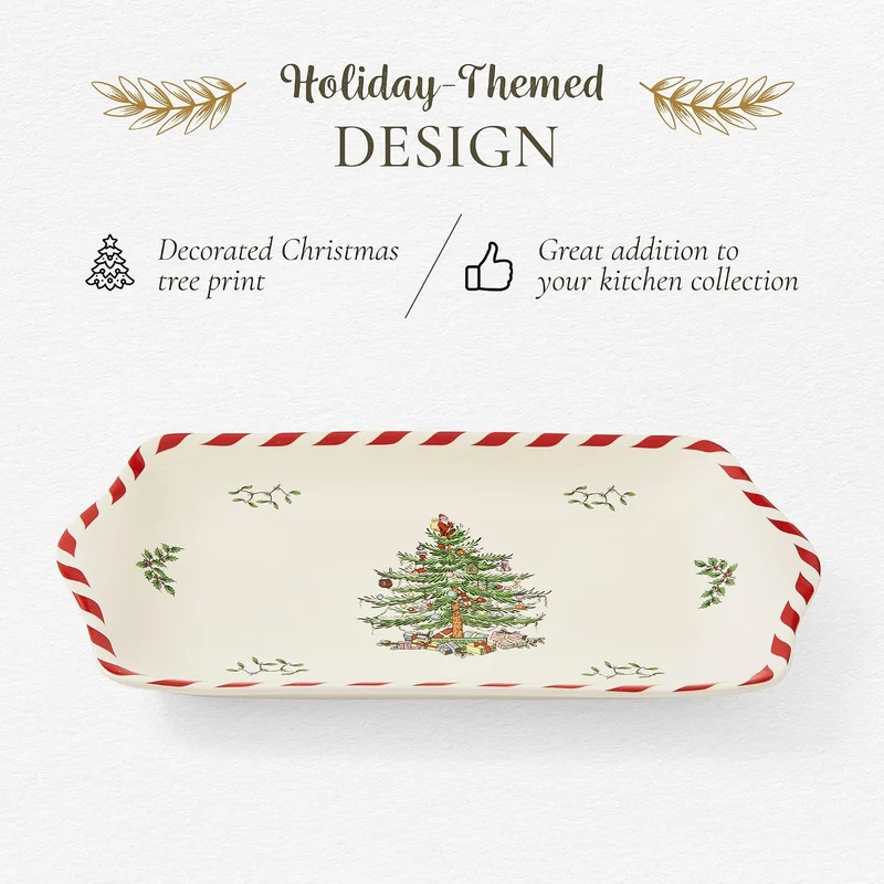 Spode Desserttablett mit Weihnachtsbaum, Pfefferminz, Porzellan, 30,5 cm, für Vorspeisen, Charcuteri