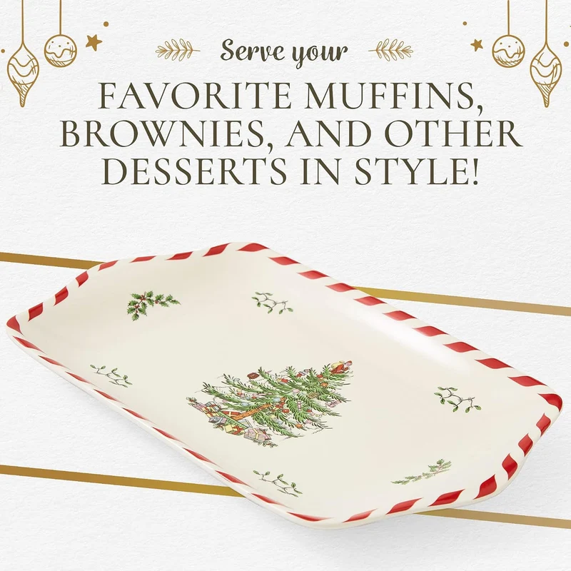 Spode Desserttablett mit Weihnachtsbaum, Pfefferminz, Porzellan, 30,5 cm, für Vorspeisen, Charcuteri