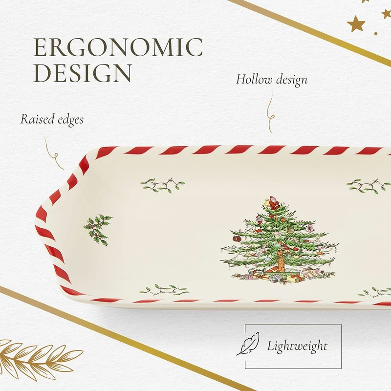 Spode Desserttablett mit Weihnachtsbaum, Pfefferminz, Porzellan, 30,5 cm, für Vorspeisen, Charcuteri