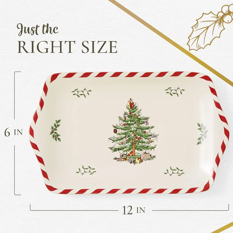 Spode Desserttablett mit Weihnachtsbaum, Pfefferminz, Porzellan, 30,5 cm, für Vorspeisen, Charcuteri