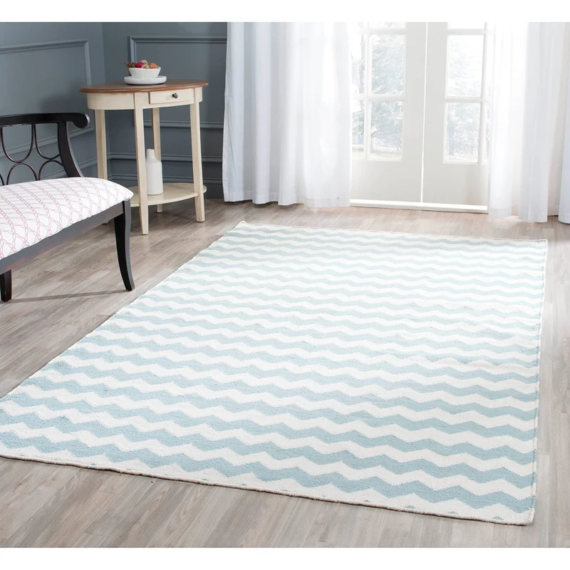 SAFAVIEH Zeitgenössische Teppich für Wohnzimmer, Esszimmer, Schlafzimmer - Dhurrie Collection, Kurze