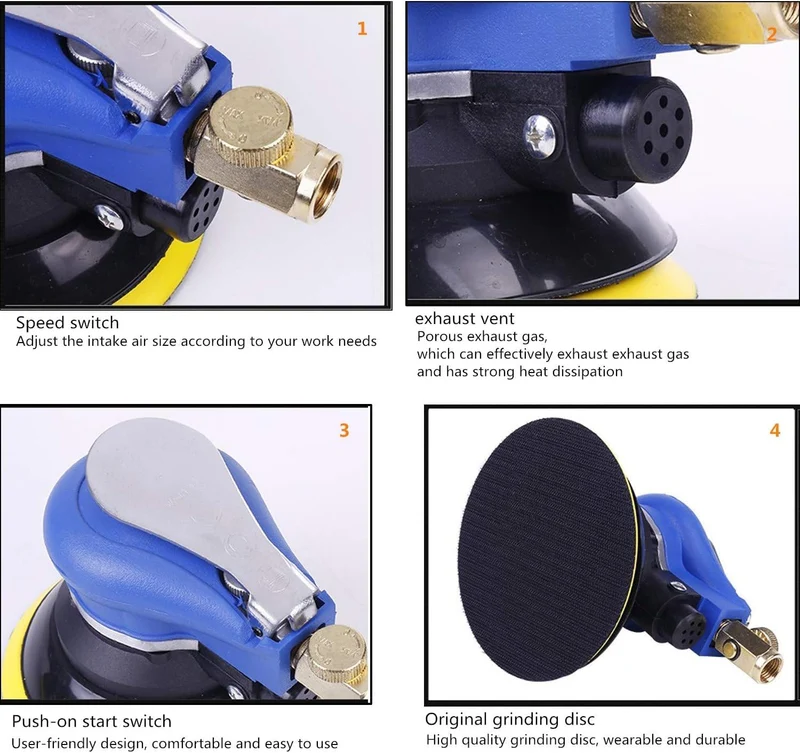 Tyenaza Schleifer, Druckluft Schleifgerät, Druckluft Exzenterschleifer AT-980-6 5 Zoll Air Exzenters