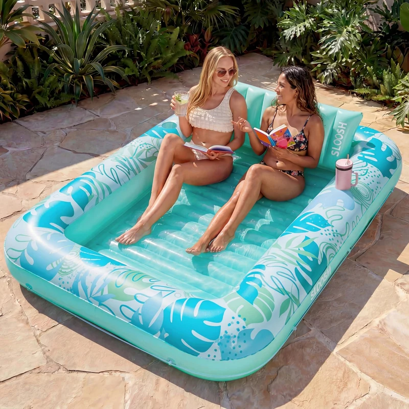 SLOOSH Aufblasbare Tanning Pool, 70" x 46"/ 85" x 57" Grosse aufblasbarer Luftmatratze für Erwachsen