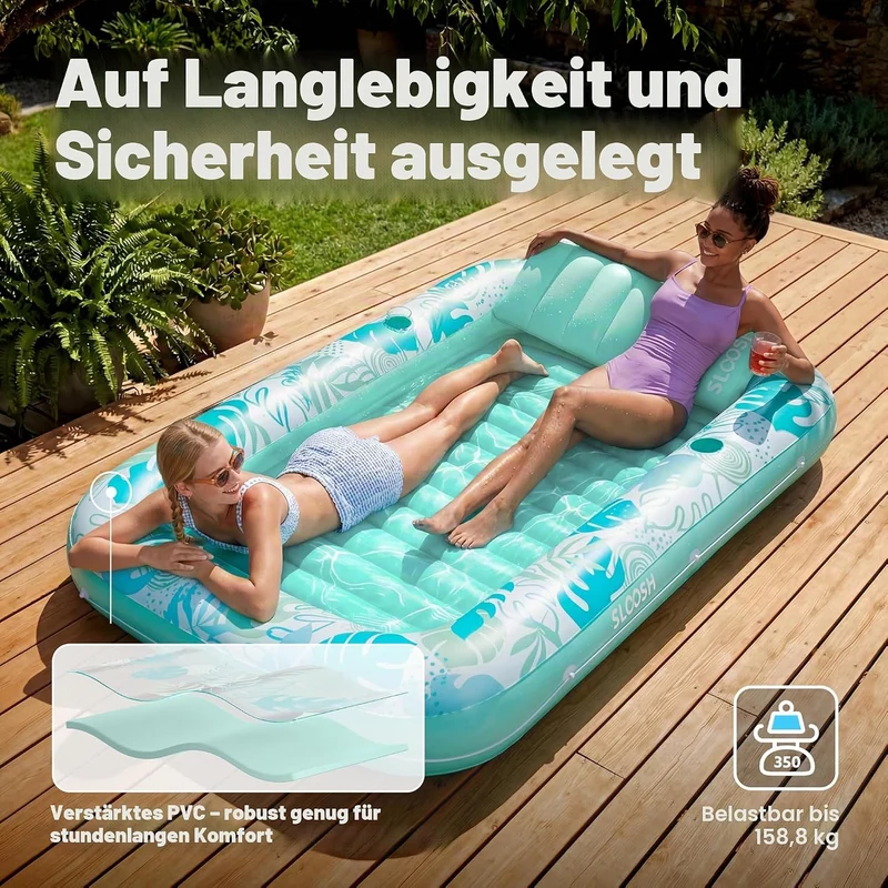SLOOSH Aufblasbare Tanning Pool, 70" x 46"/ 85" x 57" Grosse aufblasbarer Luftmatratze für Erwachsen