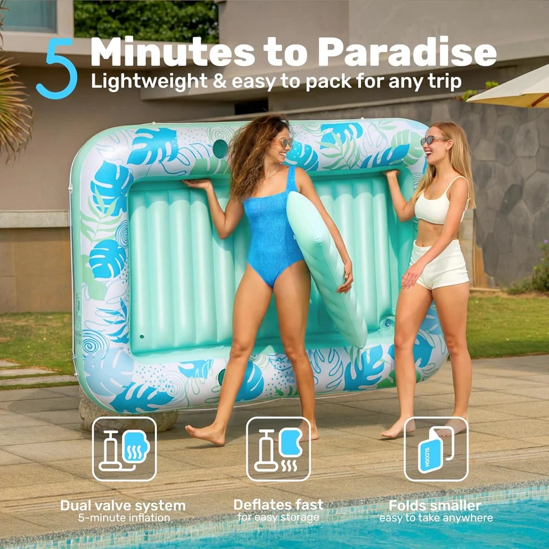 SLOOSH Aufblasbare Tanning Pool, 70" x 46"/ 85" x 57" Grosse aufblasbarer Luftmatratze für Erwachsen