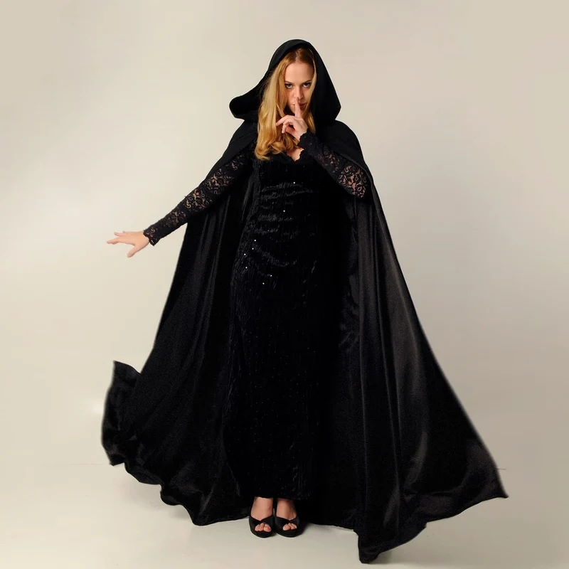 Halloween kostüm, Umhang Halloween Unisex umhang Cosplay kostüm Samt Kapuzenumhang Schwarz S, Schwar