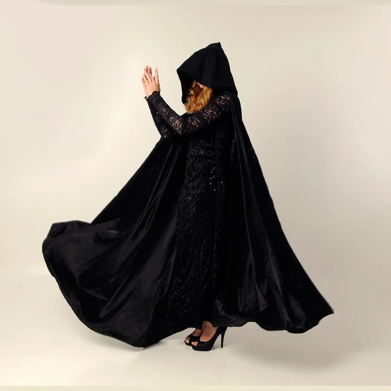 Halloween kostüm, Umhang Halloween Unisex umhang Cosplay kostüm Samt Kapuzenumhang Schwarz S, Schwar