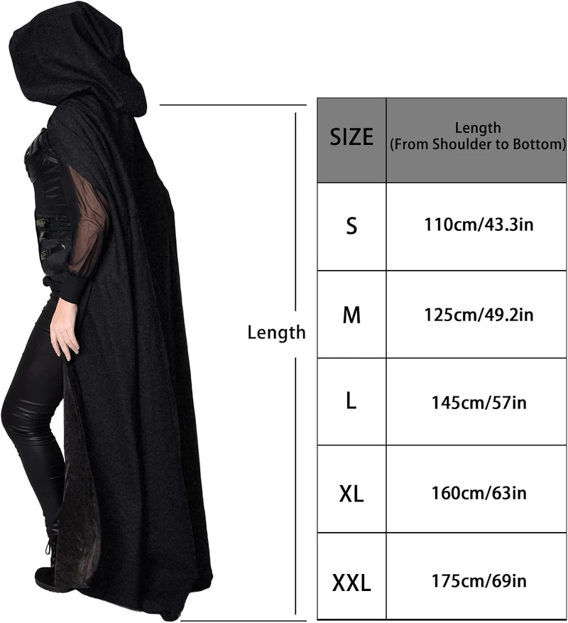 Halloween kostüm, Umhang Halloween Unisex umhang Cosplay kostüm Samt Kapuzenumhang Schwarz S, Schwar