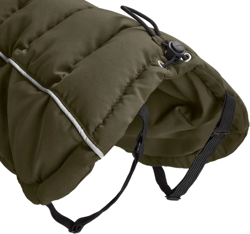 HUNTER Hundemantel Paxson, Farbe: Oliv, stylischer Puffermantel, wasserabweisend, reflektierende Det