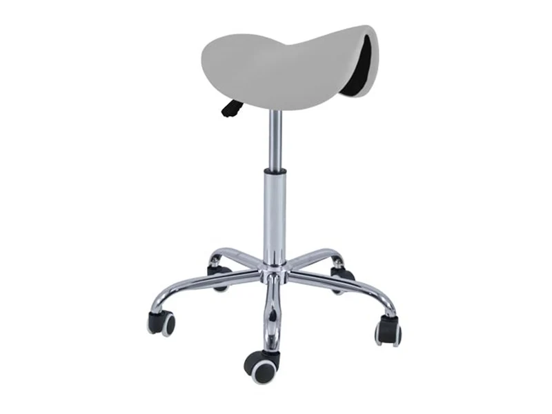 QUIRUMED Pony-Hocker, 5 Räder, Chromgestell, silberfarben, Kunstlederpolsterung, höhenverstellbar, l