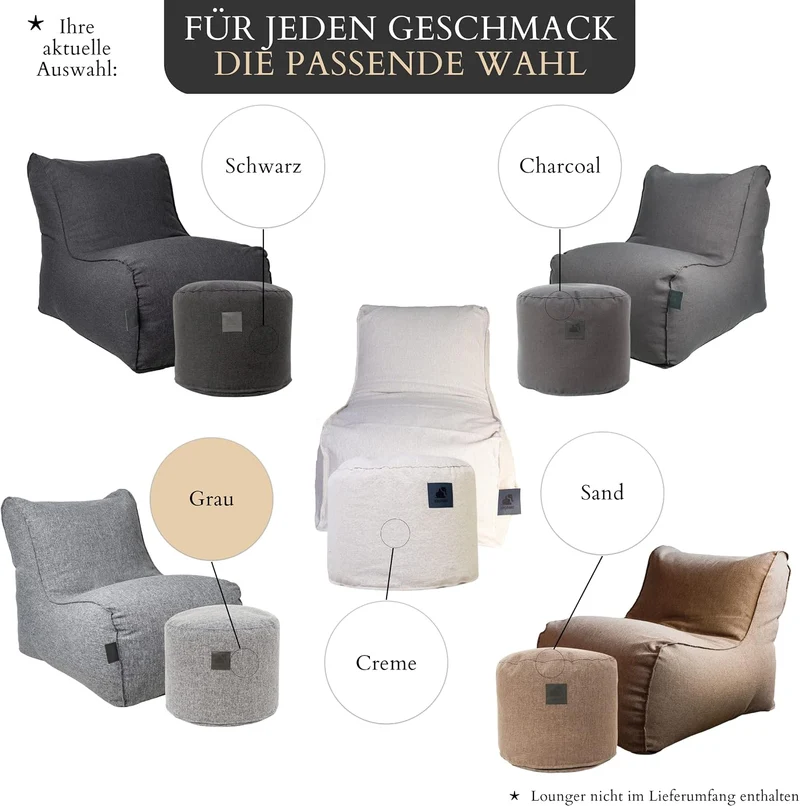 Elephant Living - Der Footstool Pouf - Premium Indoor Hocker rund - hergestellt aus hochwertigem, ve