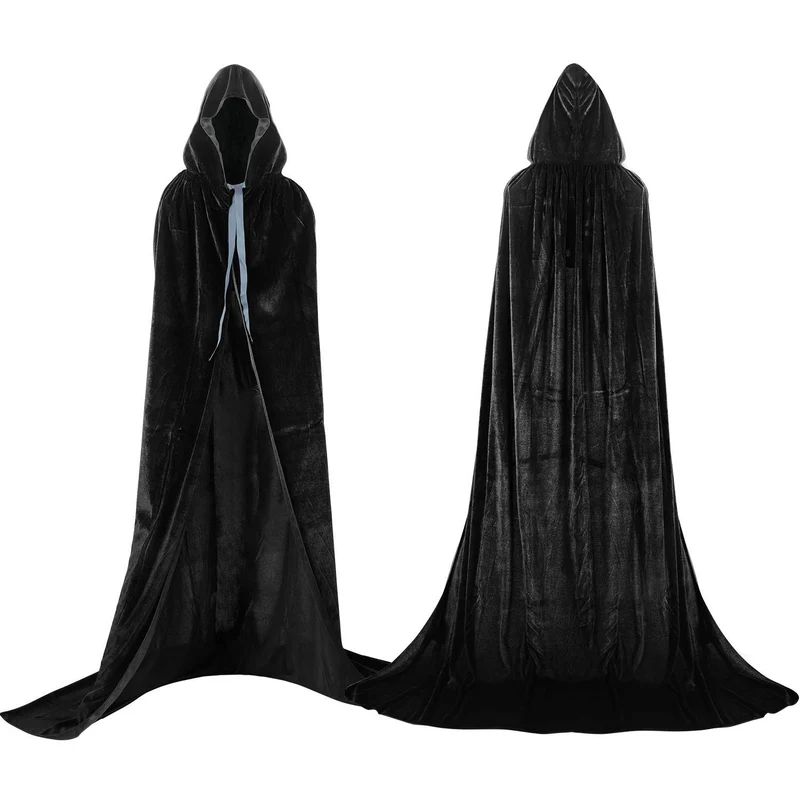 Labellevie Umhang mit Kapuze Lange SAMT Cape Vampir Kostüm Halloween Erwachsener Unisex- Gr. Medium,