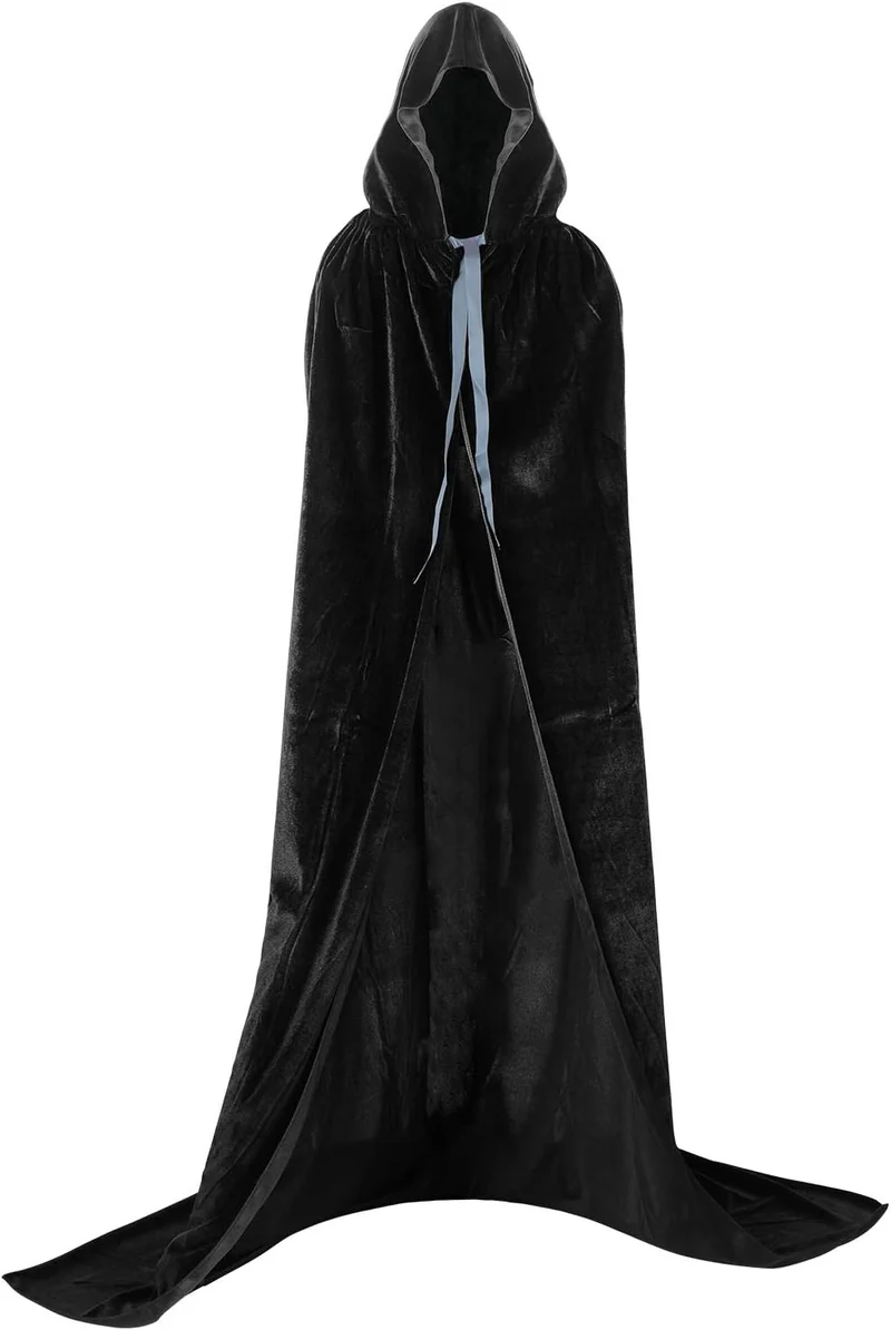 Labellevie Umhang mit Kapuze Lange SAMT Cape Vampir Kostüm Halloween Erwachsener Unisex- Gr. Medium,