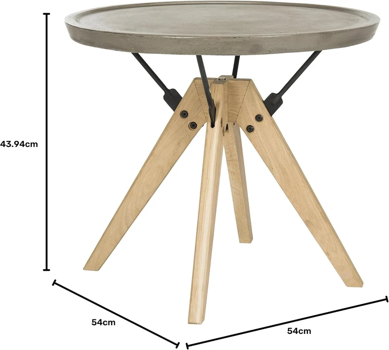 SAFAVIEH Modern Beton Outdoor-Akzenttisch, Dunkelgrau Dunkelgrau 54 x 54 x 43.94 cm, Dunkelgrau 54 x