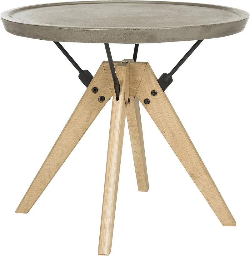 SAFAVIEH Modern Beton Outdoor-Akzenttisch, Dunkelgrau Dunkelgrau 54 x 54 x 43.94 cm, Dunkelgrau 54 x