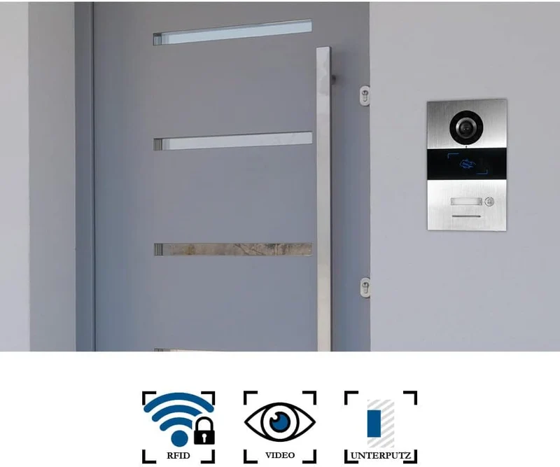 Voxura Domo Türsprechanlage Gegensprechanlage 1-Familien Komplett Set Unterputz UP Video-Aussenstati
