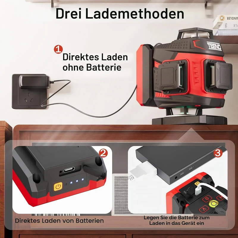 TEENO Rotierende Kreuzlinienlaser,Laser Wasserwaage 4D 16 Grüne Linie, Verwendet für Laserbaustellen