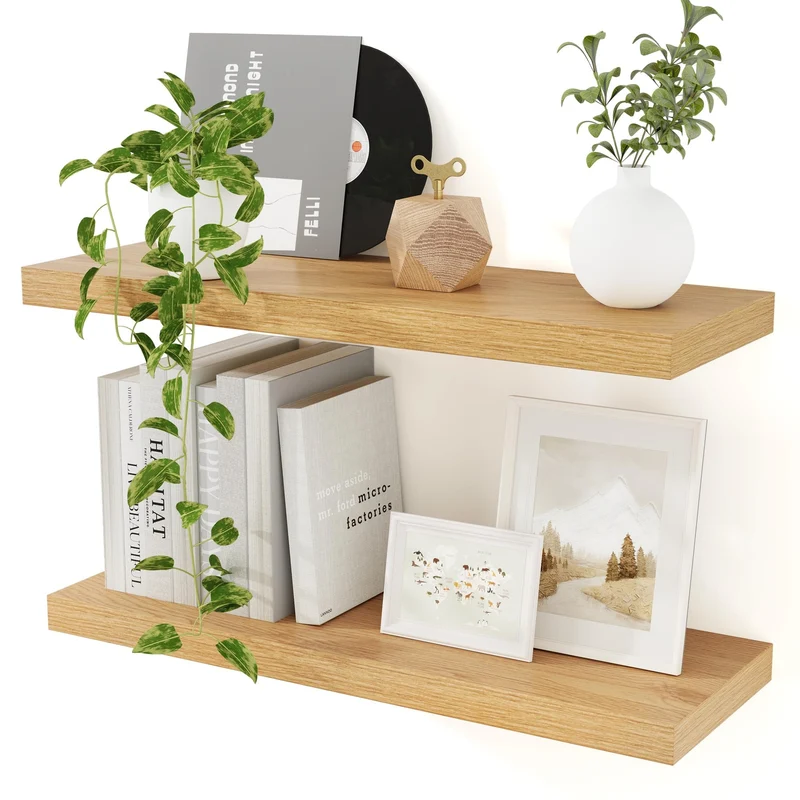Feihorrm Wandregal, Wandboard 2er Set, 60cm Schweberegal aus MDF Holz Eiche 60 CM - Set of 2, Eiche