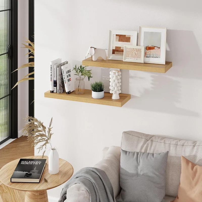 Feihorrm Wandregal, Wandboard 2er Set, 60cm Schweberegal aus MDF Holz Eiche 60 CM - Set of 2, Eiche