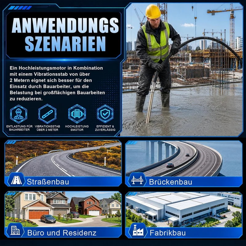 2800W Betonrüttler mit 38mm 4m Kabel Betonverdichter, 6800U/min Betonrüttler mit 4m Kabel, Betonrütt